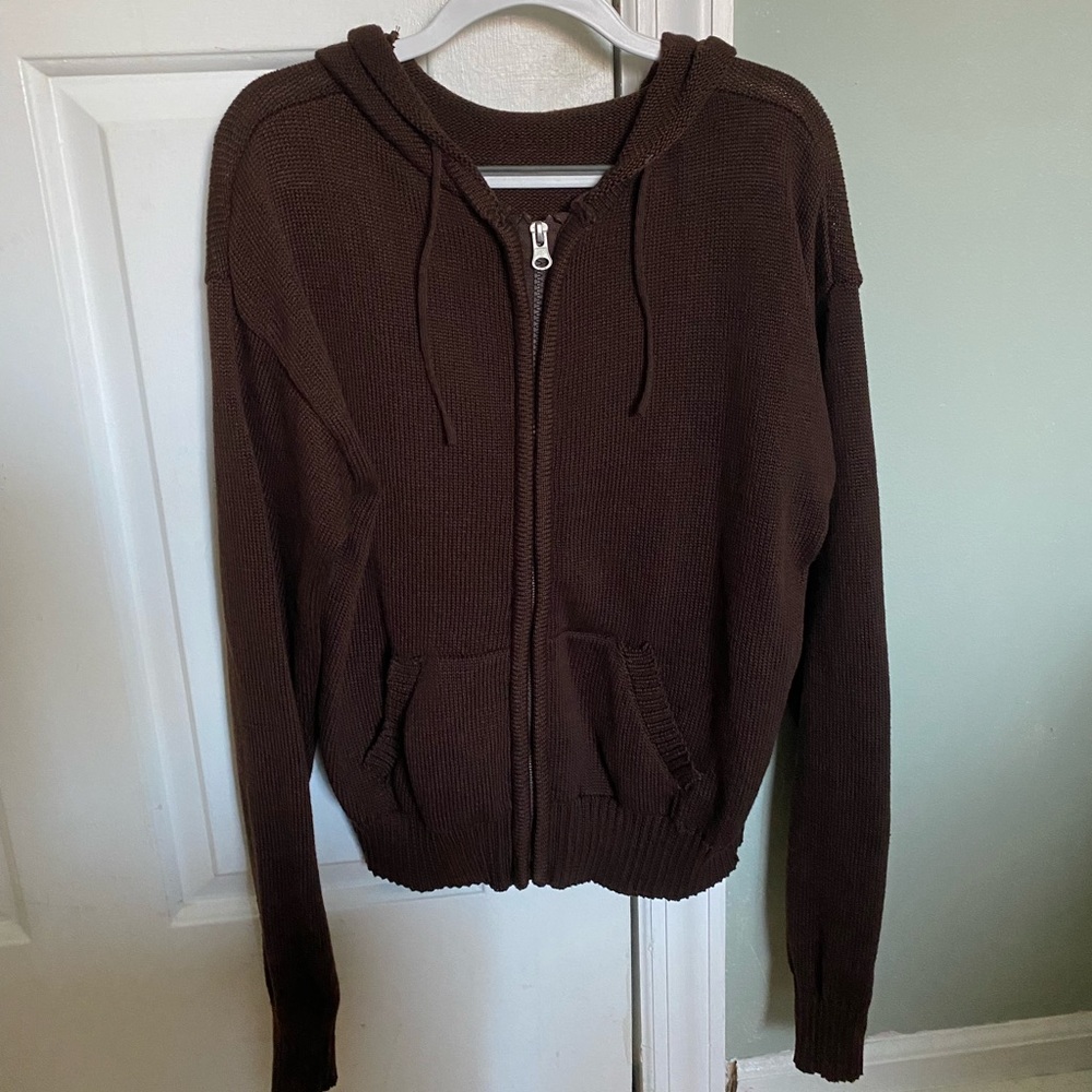 Brown zip up sweater